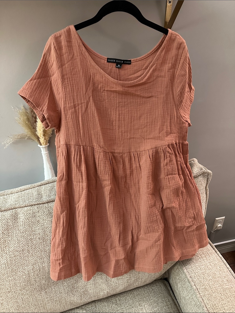 HYFVE Rust-Peach Peplum Tunic 100% Cotton
